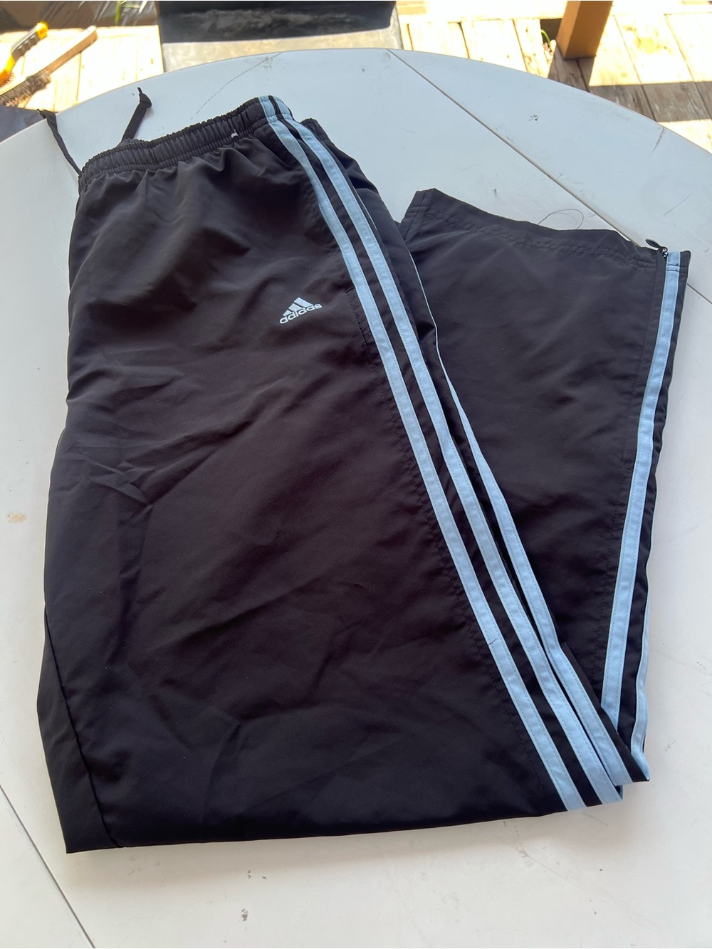 adidas Black Mesh Shorts with White Logo Tag and Grey Stripes